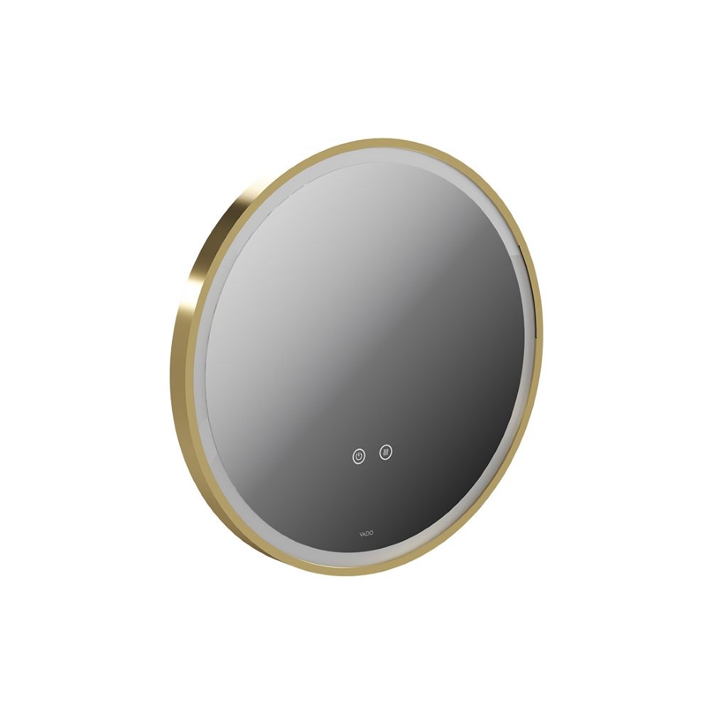 Cut out image of Vado Cameo 500mm Illuminated Round Satin Brass Mirror